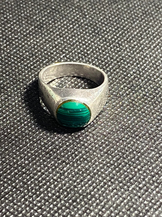 Sterling silver, handmade southwestern style, statement ring size 9.5  gifts for her  with green malachite gemstones