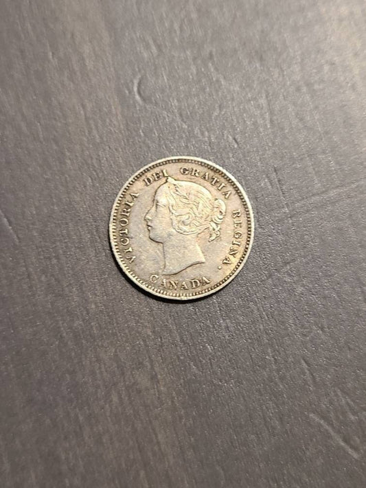 1900  Canada 5 cents silver queen Victoria antique coin, beautiful condition unchecked for varieties, old foreign world money collectible