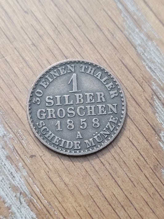 1858b German states 1 silver grossen  silver coin beautiful 1800s coin