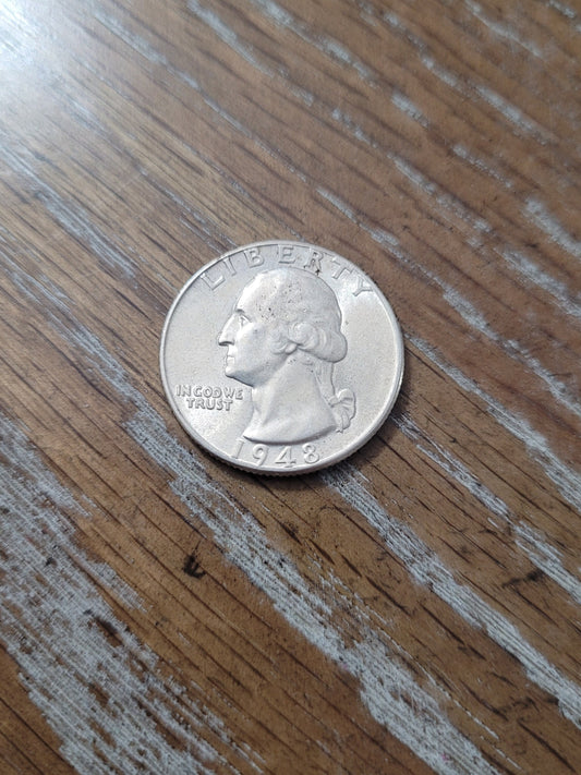 1948p  beautiful uncirculated silver Washington quarter, 90 percent us rare old coin