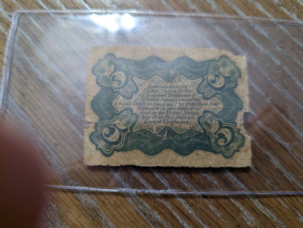 1800s civil war era fractional currency 5 cent note, better third issue paper money
