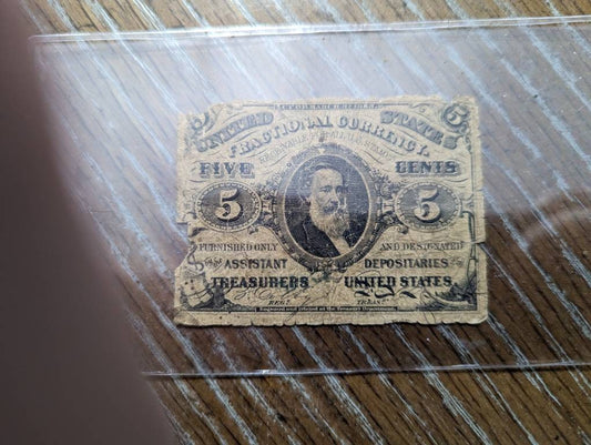 1800s civil war era fractional currency 5 cent note, better third issue paper money
