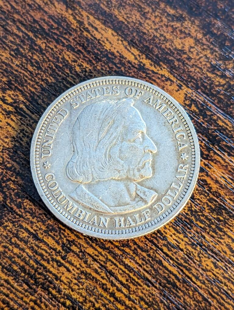 1892 rare columbian half dollar silver commemorative coin random one from collection, antique 90 percent silver