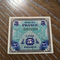 1944 French world war collectible  5 francs military payment certificate, collectible foreign money, great condition