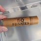 1969 and 1974 Lincoln penny, original unopened beautiful uncirculated bank roll, bright red original cent, gifts for him, us coin collecting