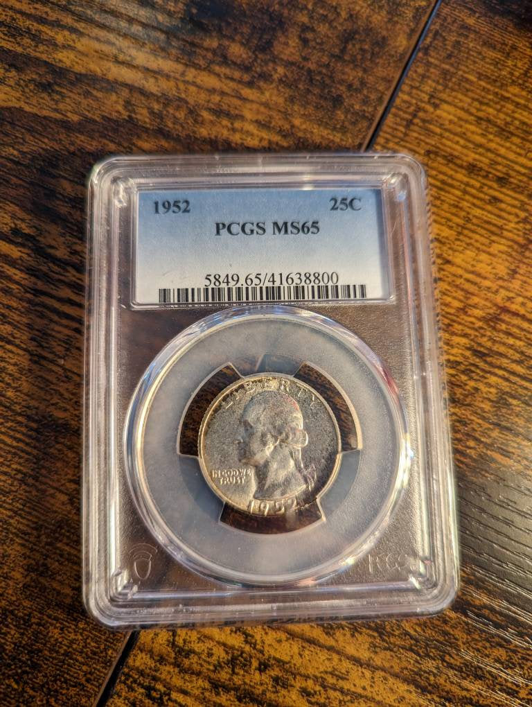 1952 silver graded quarters, pcgs ms65 with great toning, great collectors set