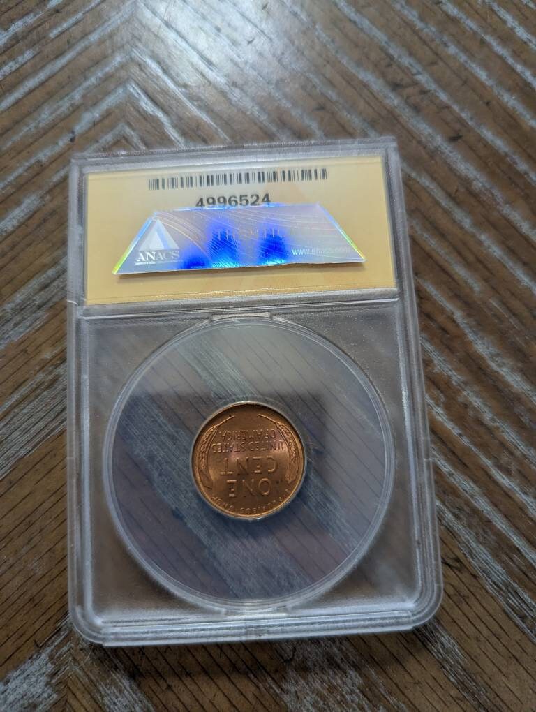 1945s Lincoln cent graded ms65rd, special gem Uncircumcised, anacs graded wheat penny