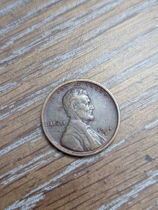1915d lincoln cent, denver mint wheat cent antique copper penny, better date us coin collecting choice condition, high grade beautiful
