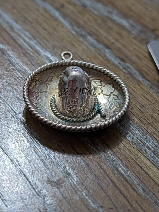 Beautiful sterling silver vintage mexican silver Sombrero hat vintage collectible jewelry gift