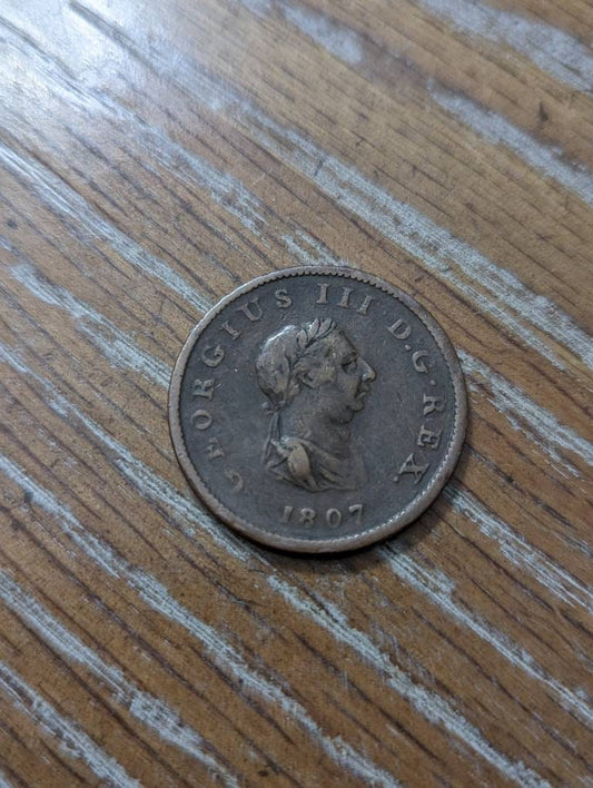 1807 British penny britania copper colonial era coin, great example