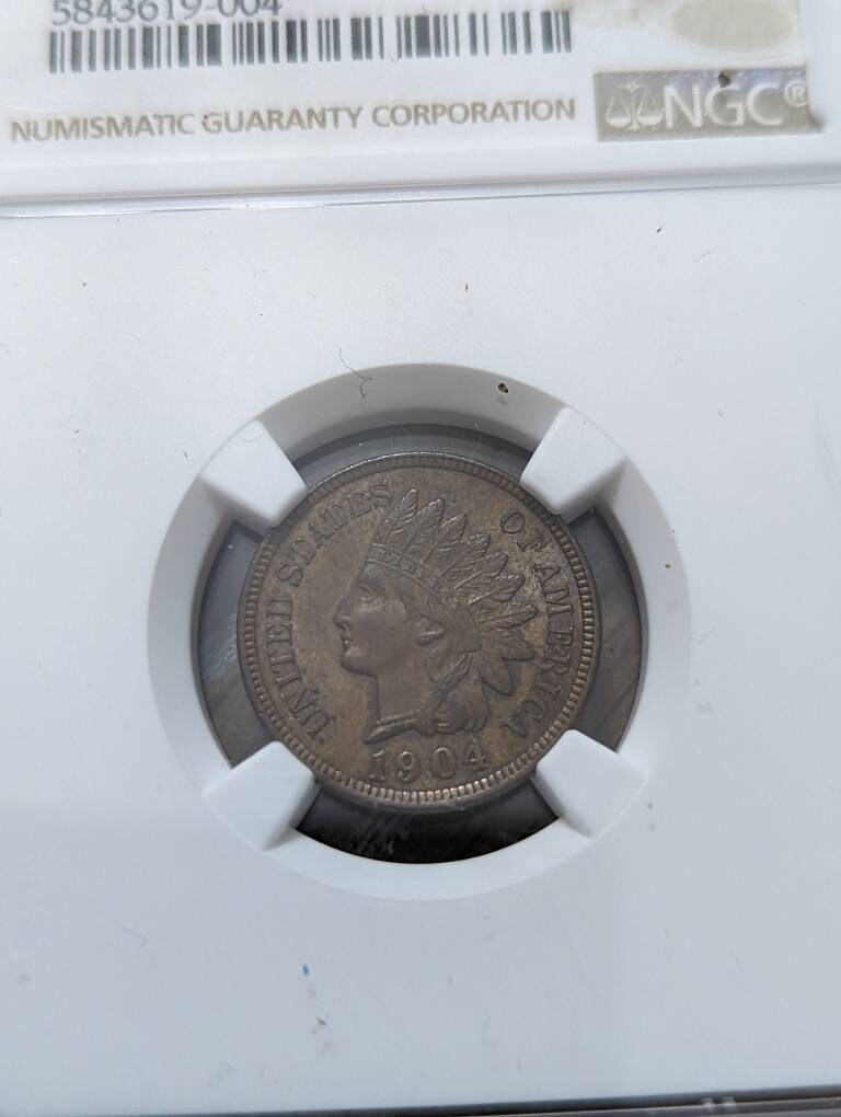 1904 indian head ngc graded ms62 lovely chocolate brown antique certified Americana coin