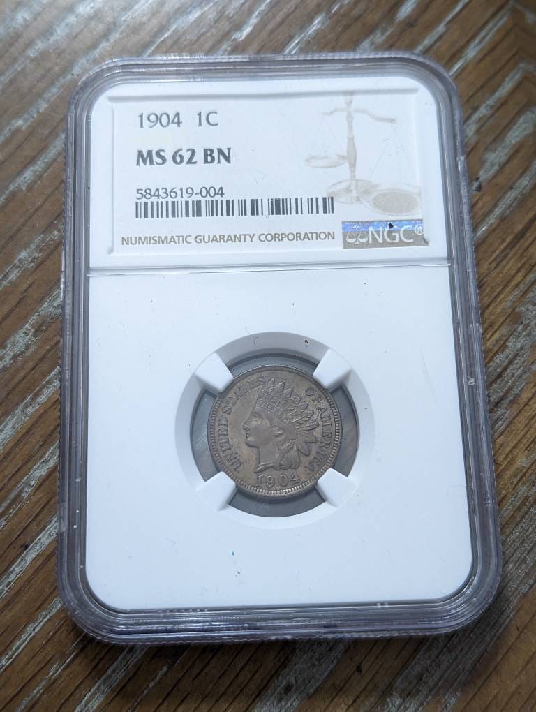 1904 indian head ngc graded ms62 lovely chocolate brown antique certified Americana coin