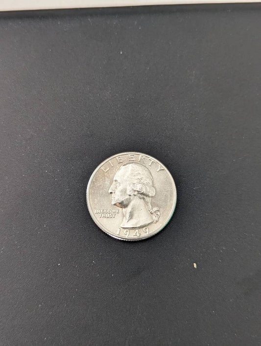 1949d Washington Silver Quarter coin, uncirculated  coin with gorgeous mint flair, gifts for him