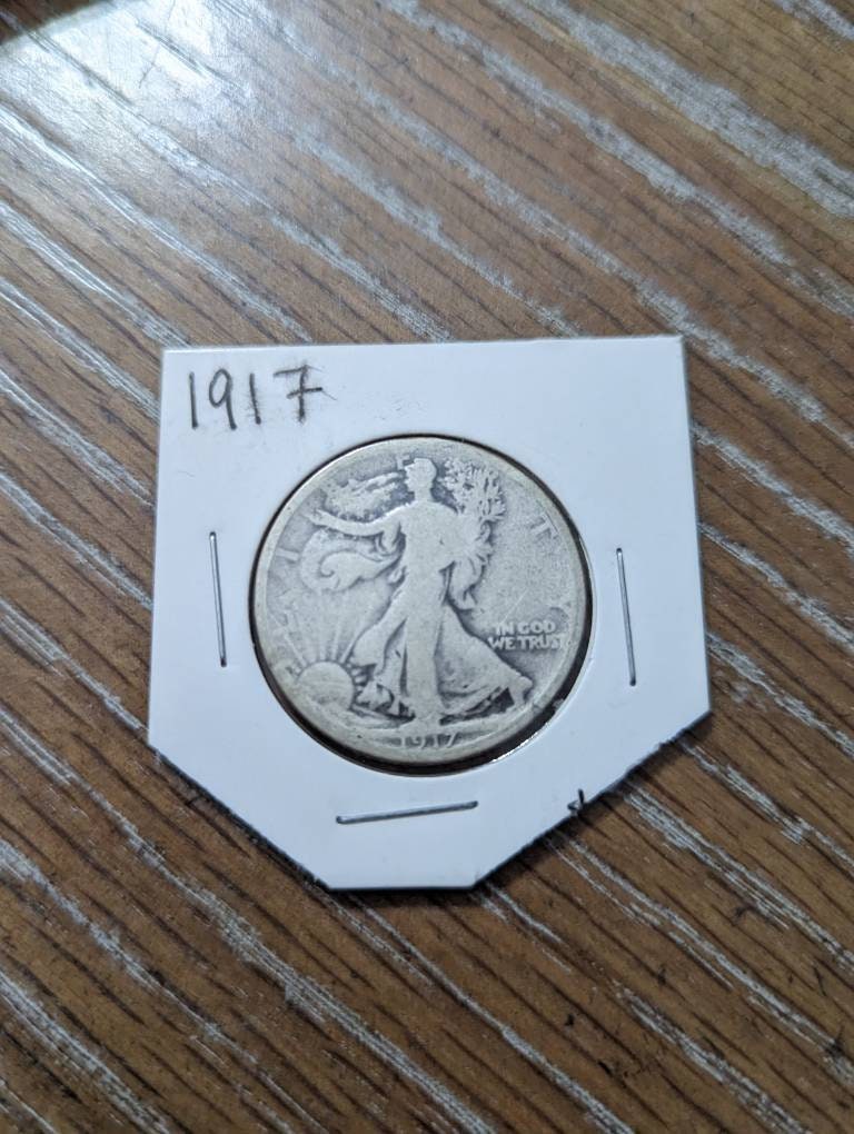 1917p walking liberty half dollar, original good coin 90 percent silver, with bonus silver Roosevelt dime