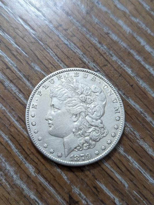 1879p second year, morgan silver dollar, antique 90 percent silver coin, free shipping high grade, unchecked for varieties