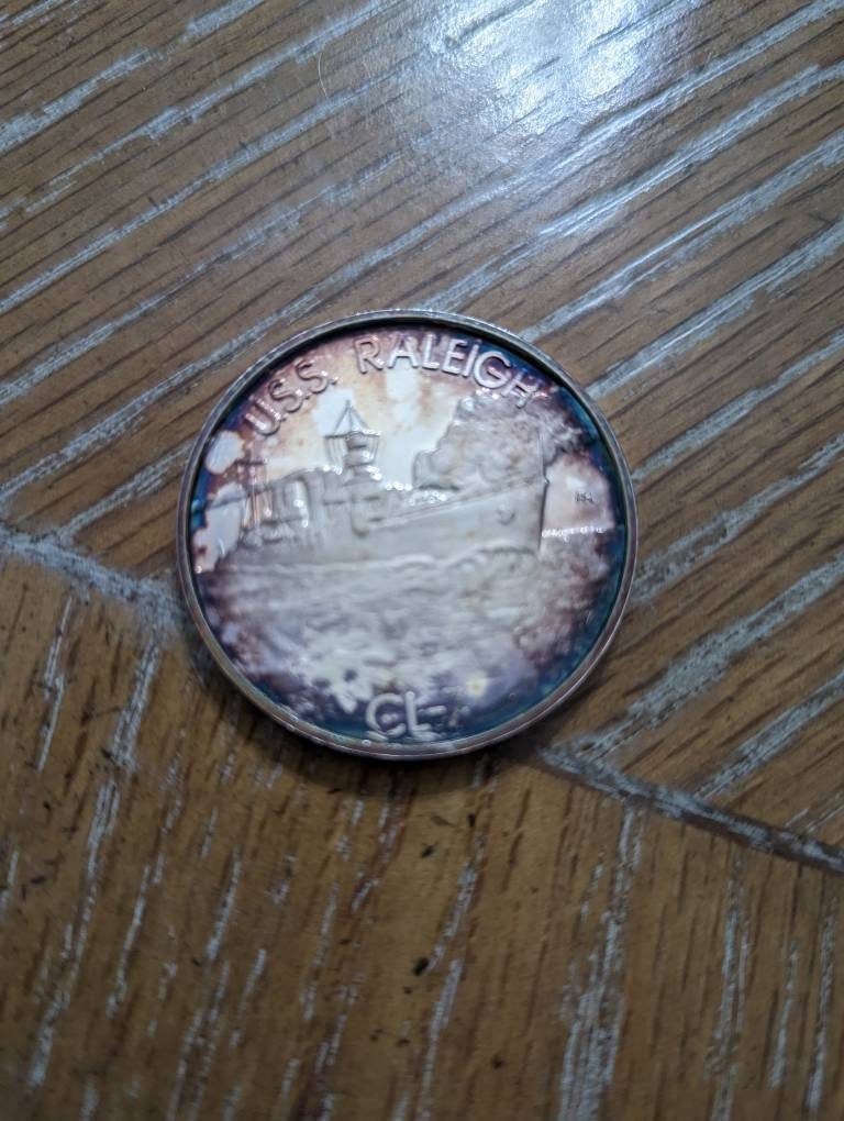 Rare uss Maryland,  fine silver round, toned beautiful one ounce fine silver vintage coin by Arizona museum foundation