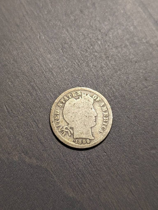 One 1800s barber dime dates 90 percent silver antique Americana barber, only 19th century coins