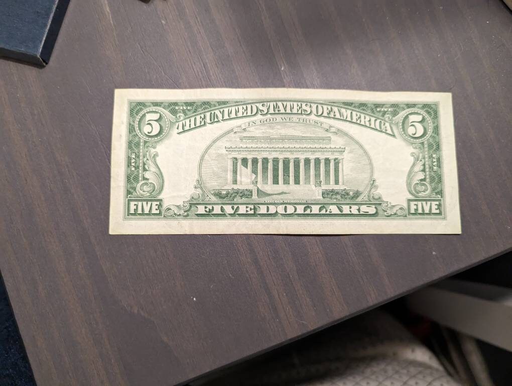 1963 five dollar red seal currency note rare high grade, old Americana paper money