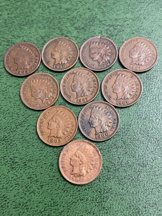 10 better condition Indian head pennies