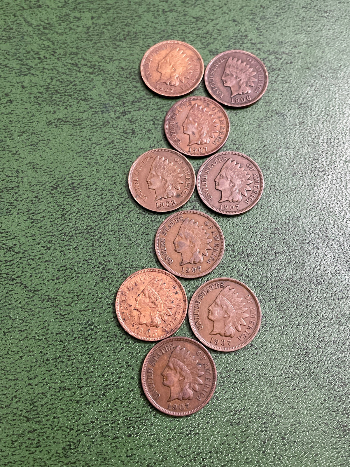9 Indian head pennies