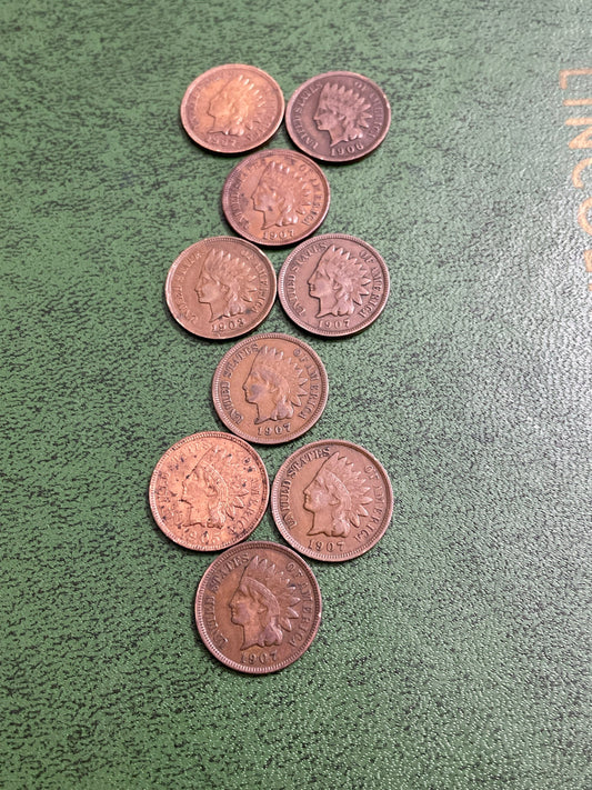 9 Indian head pennies