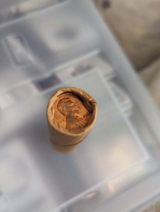 1969 and 1974 Lincoln penny, original unopened beautiful uncirculated bank roll, bright red original cent, gifts for him, us coin collecting
