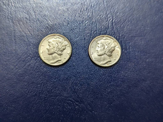 1945p and 1941 beautiful uncirculated mercury dimes, high grade uncirculated  beauties