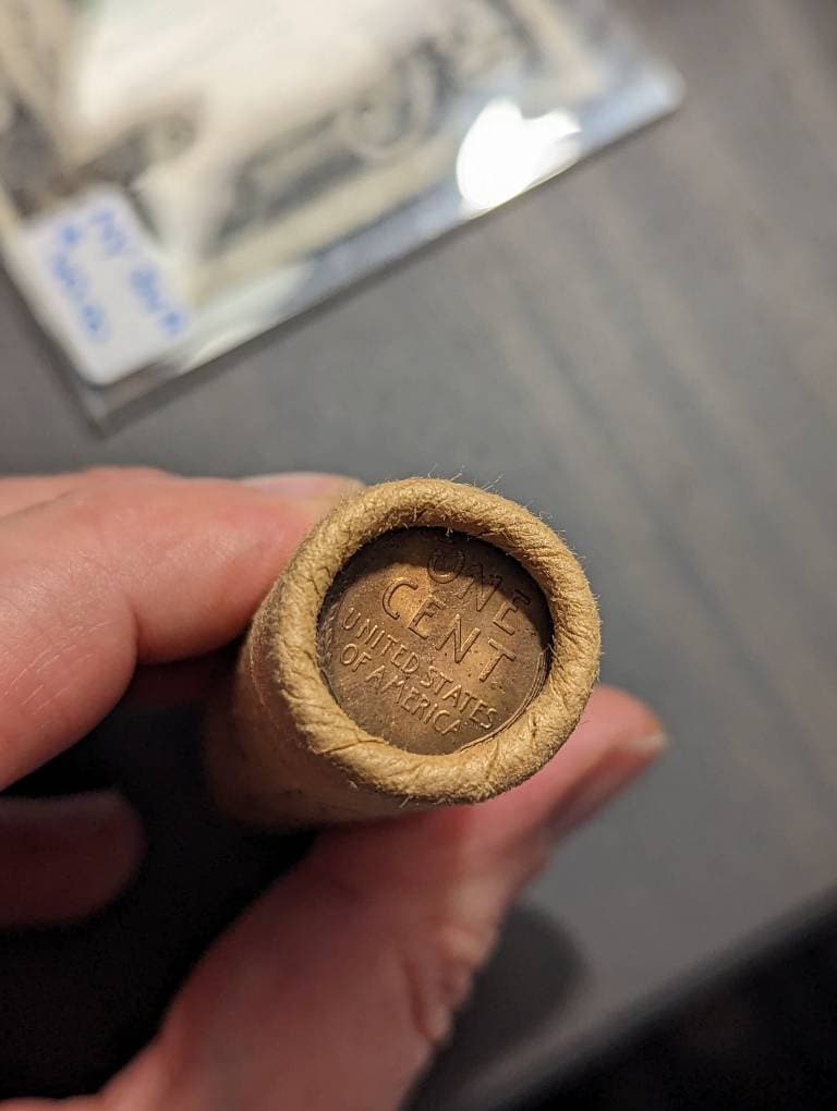 1955s  original  sealed Lincoln penny roll, gem Uncircumcised coins!