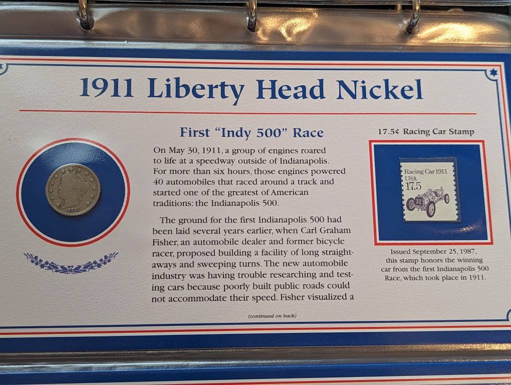1900s liberty v nickel with postal commemorative card and stamp,  coin collecting for him