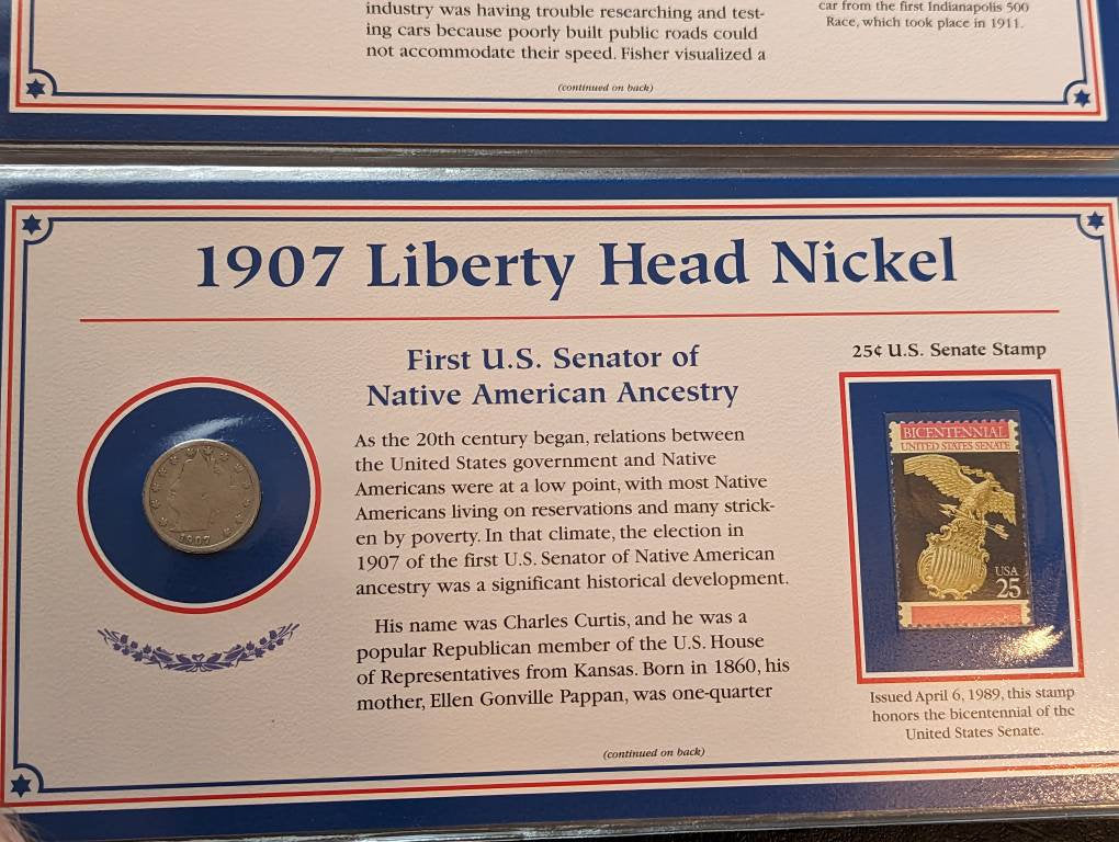 1900s liberty v nickel with postal commemorative card and stamp,  coin collecting for him