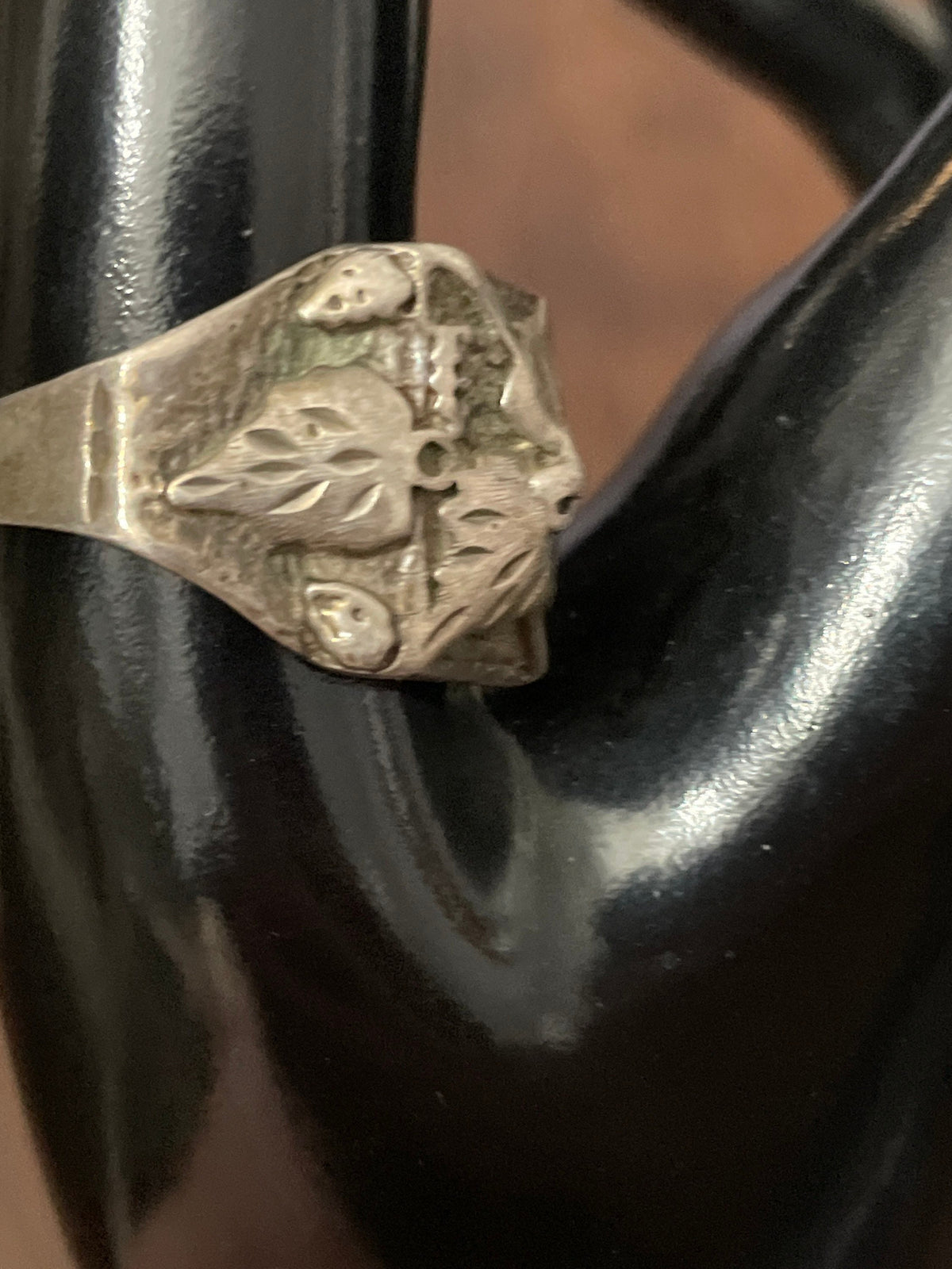 men's sterling silver floral ring, size 10.5