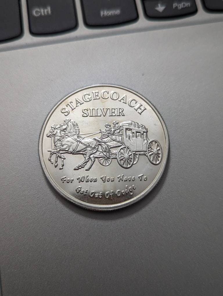 1 oz stage coach  Silver Round BU (1/4 oz Divisible) - Vintage .999 Silver bullion