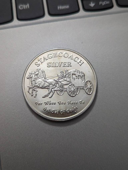 1 oz stage coach  Silver Round BU (1/4 oz Divisible) - Vintage .999 Silver bullion