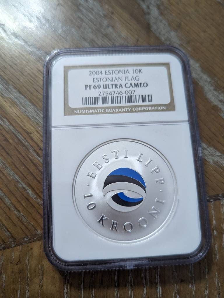 2004 silver estonia rare graded coin
