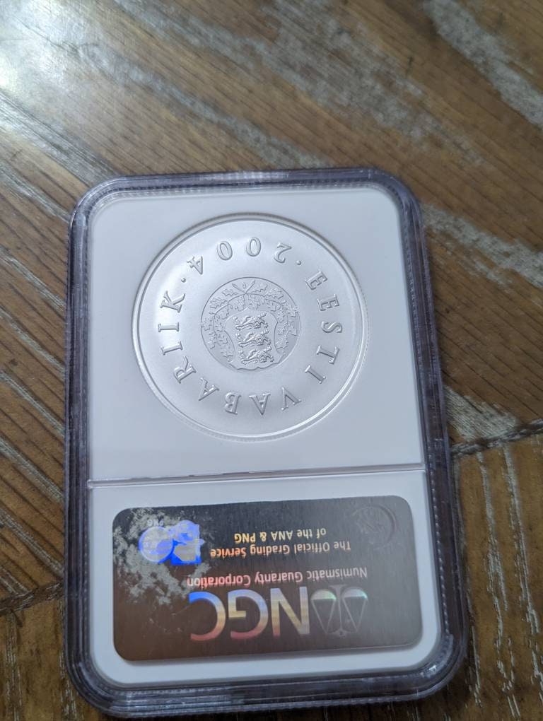 2004 silver estonia rare graded coin