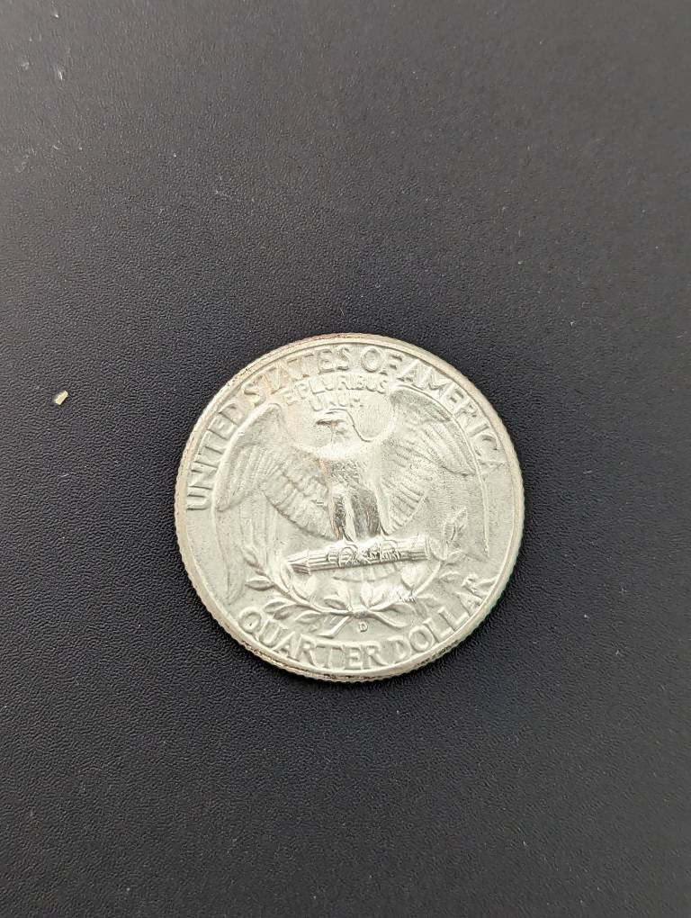 1947d Washington Silver Quarter coin, uncirculated  coin with gorgeous mint flair, gifts for him