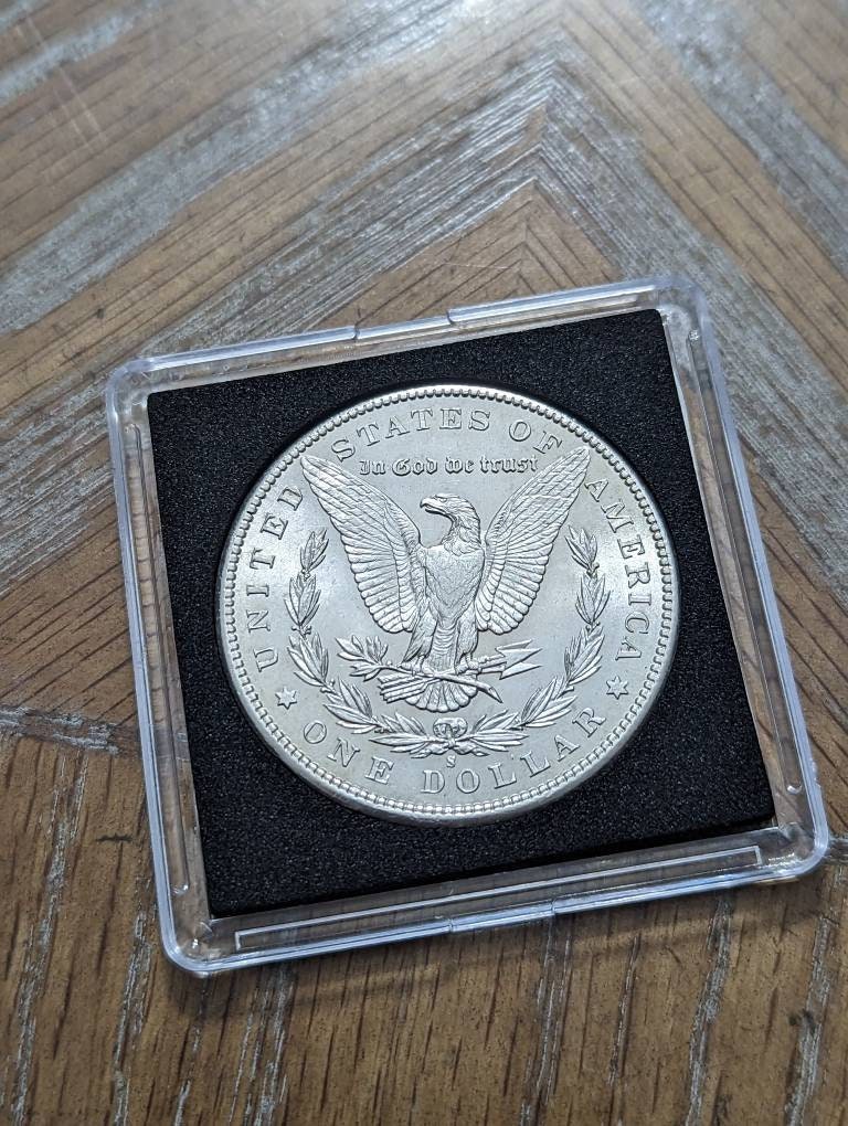 1897s brilliant UNC morgan silver dollar coin,  authentic antique American currency, semi key date,  gifts for him beautiful