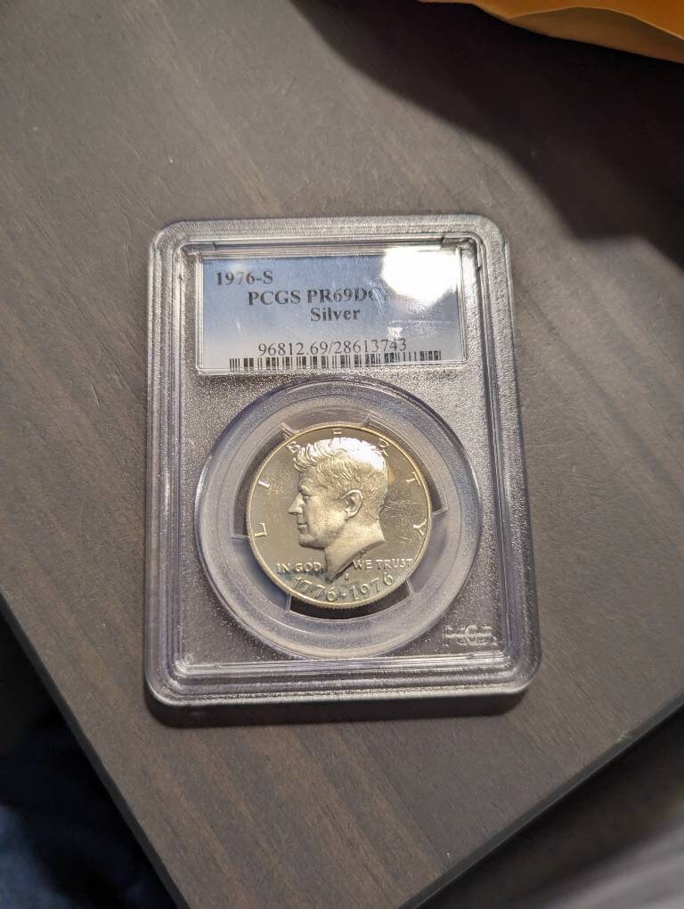 1976s bicentennial half dollar silver pcgs graded proof 69 deep cameo rare this nice,