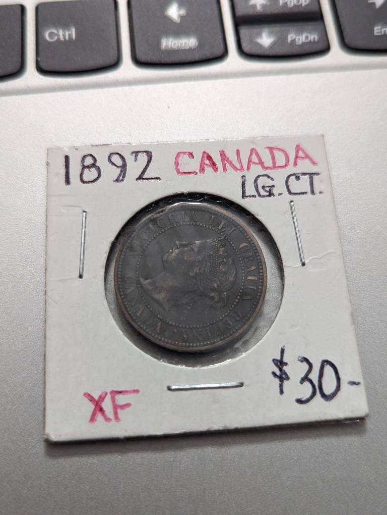 1892 Canada large cent early date queen Victoria coin