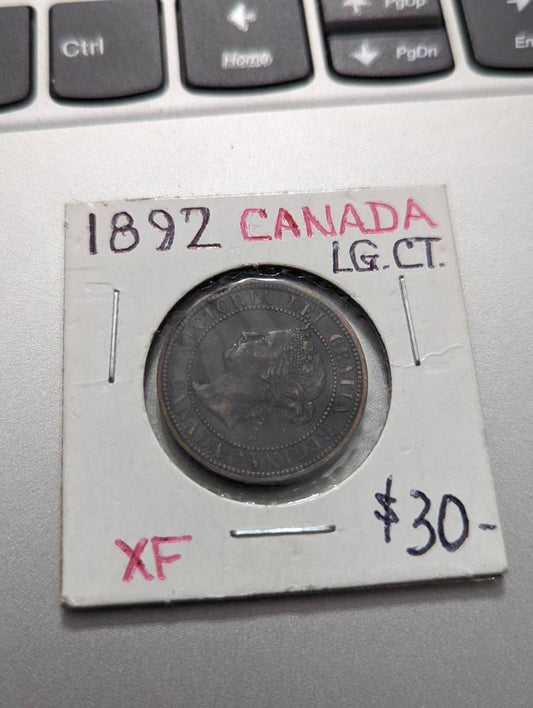 1892 Canada large cent early date queen Victoria coin