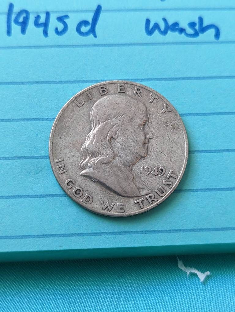 1949s early silver Franklin half dollar,  90 percent silver