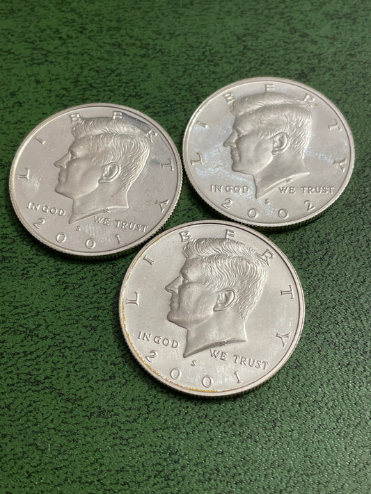 3 Silver .50 cent half dollars proofs