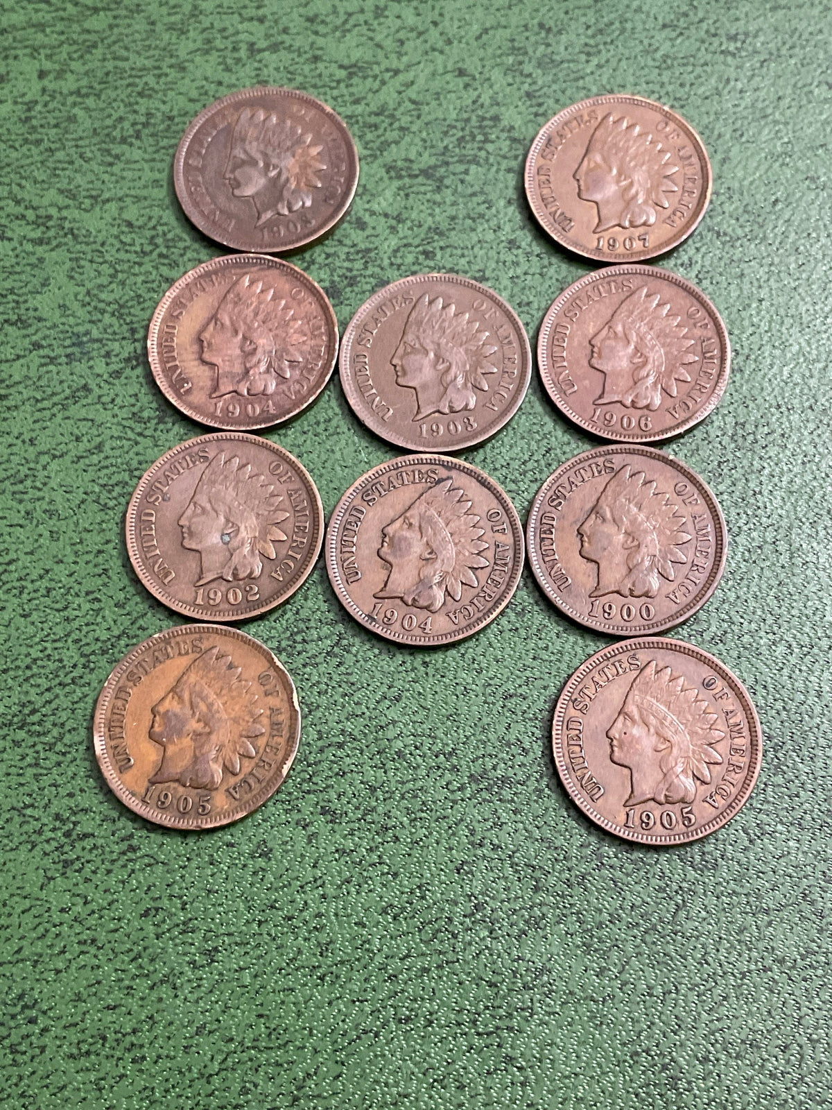 10 Indian head pennies collectible old coins