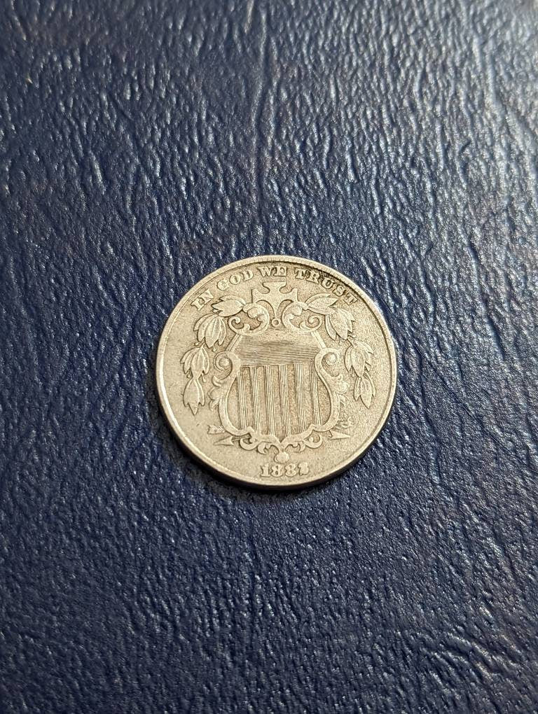 1882 American shield nickel, high grade original extra fine, rare us type coin collecting, rare old gifts for him