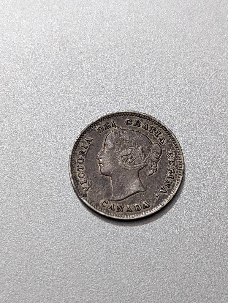 1899 Canadian Sterling silver, 5 cent queen Victoria coin, coin collecting