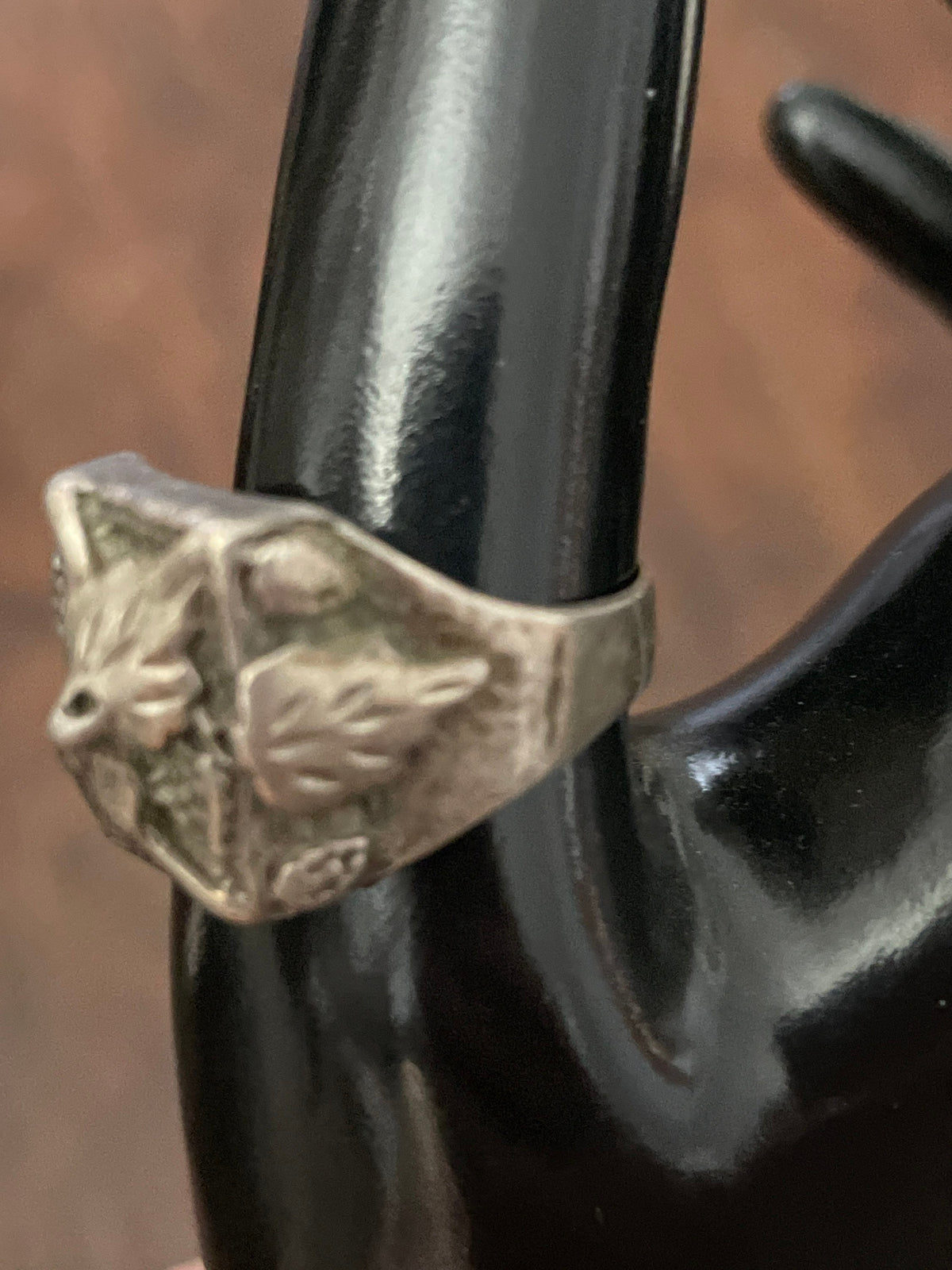 men's sterling silver floral ring, size 10.5