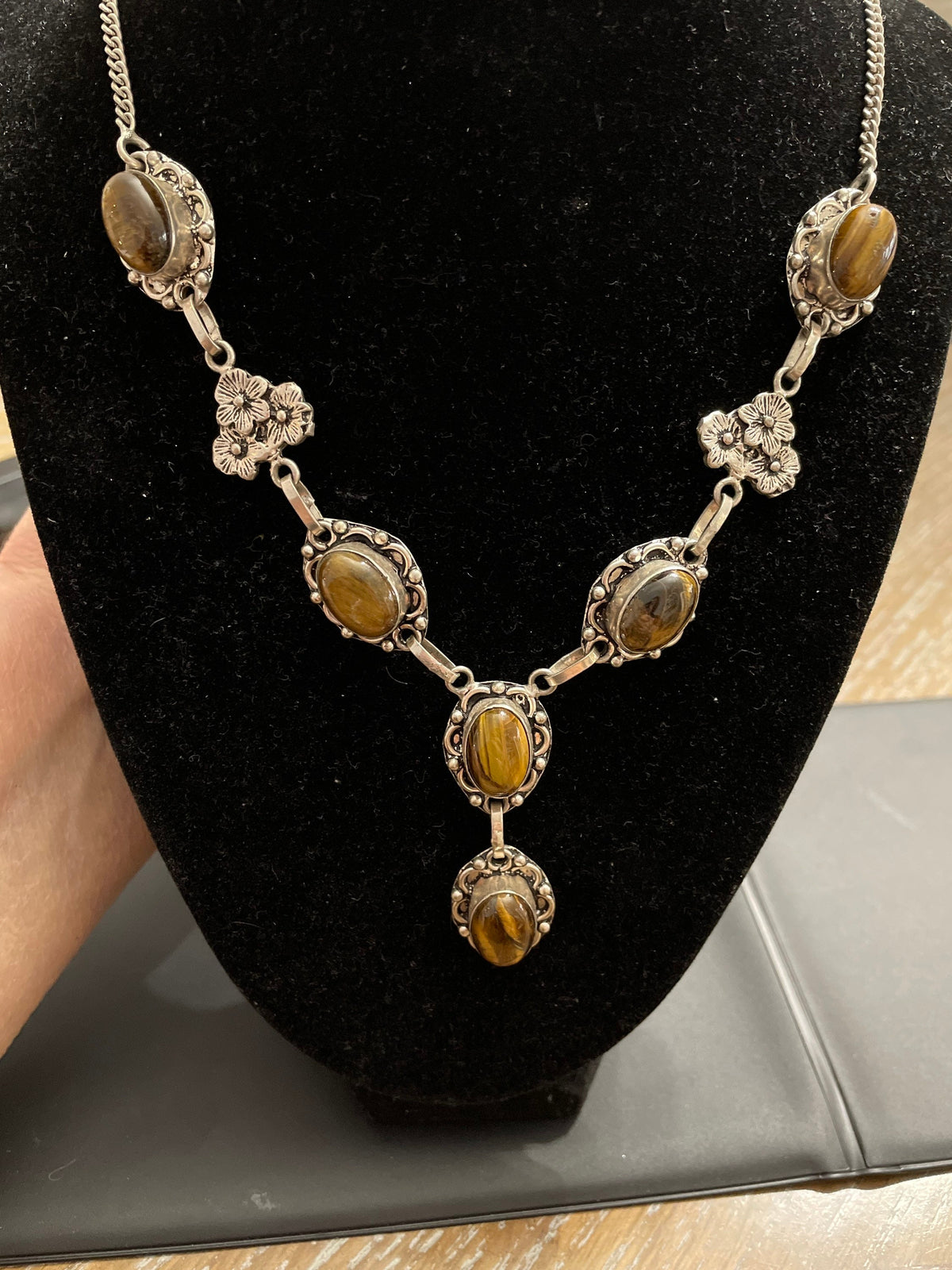 Silver Tiger Eye Necklace